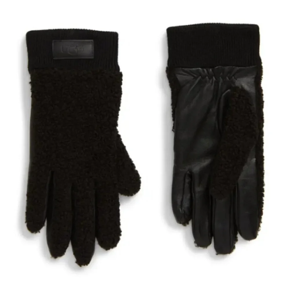 UGG Women's Black Faux Fur Touchscreen Compatible Gloves Size S/M